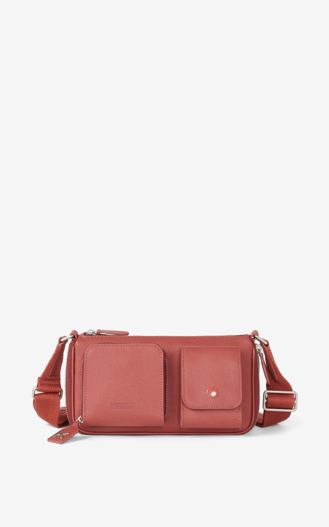 Sac Bandoulière Kenzo Small Kompact grained Cuir Femme Rose Foncé | FDZJ-27804